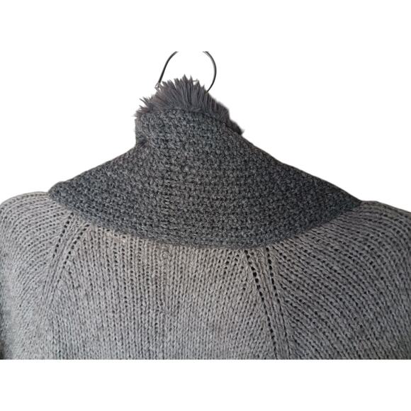 Anthropologie Sleeping On Snow Gray Cardigan Sweater Coat L Sherpa Lined - Picture 11 of 16